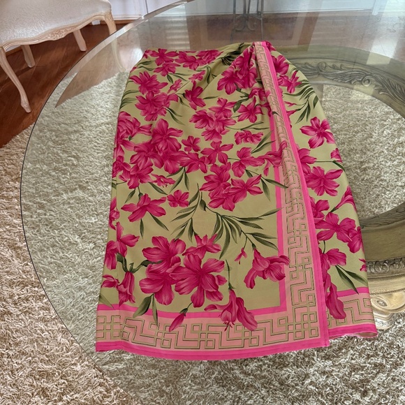 Vintage Oscar de la Renta 100% Silk Floral Maxi Skirt Size 10 A-Line High Waist - Picture 1 of 10